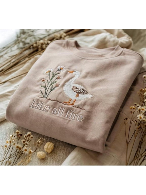 Embroidered Like All Fire Sweatshirt, Goose Sweatshirt, Hunger Games Sweatshirt, Cute Goose Sweatshirt, Sunrise on the Reaping Shirt