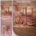 thumbnail image 5 of Miniyam Twin House Low Loft Bed Frame with Stairs, Charging Station and Storage Bag, Pink, 5 of 10