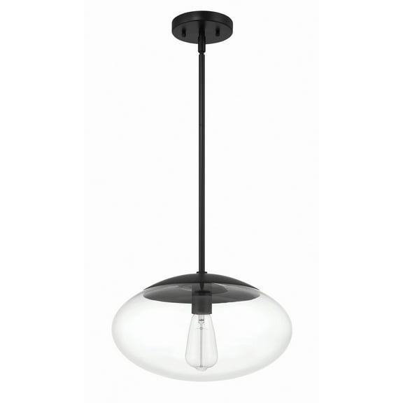 56894-FB Craftmade Lighting Gaze - 1 Light Pendant In Contemporary Style-8 Inches Tall and 14 Inches Wide-Flat Black Finish-Clear Glass Color