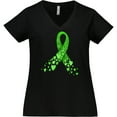 thumbnail image 3 of Inktastic Mental Health Awareness Ribbon with Green Hearts Women's Plus Size V-Neck T-Shirt, 3 of 5