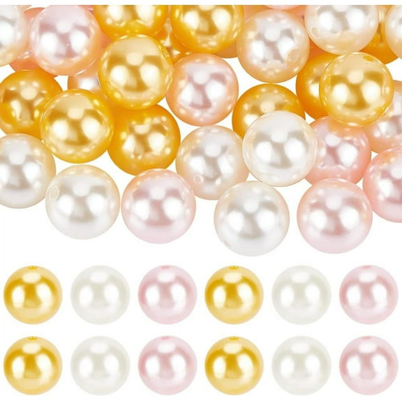 PH 60pcs Chunk Pen Beads 20mm Bubblegum Beads Yellow Focal Beads Large Pearl Beads Loose Beads for Pen Wedding Garland Fall Thanksgiving Jewelry Bracelet Bag Chain Making colorful