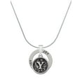 thumbnail image 1 of Delight Jewelry Silvertone Antiqued Round Seal - Initial - Y - Joy Ring Charm Necklace, 18", 1 of 4