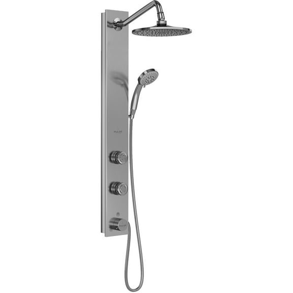 Aloha 8-in Rain Showerhead Shower System with 2-Body Jets and Multi-function Handshower Brushed Stainless Steel