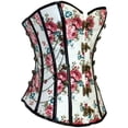 thumbnail image 3 of SBYOJLPB Womens Sexy Vintage Gothic Party Floral Lace Up Slim Corset Bustier Tube Tops White L(L), 3 of 4