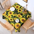 thumbnail image 2 of Black Green Leaf Sunflower Pattern Square Tablecloth,Waterproof Square Table Cover,Wipeable Spillproof Washable Table Cover for Home Kitchen Party Decor 42"X42"(107x107cm), 2 of 6