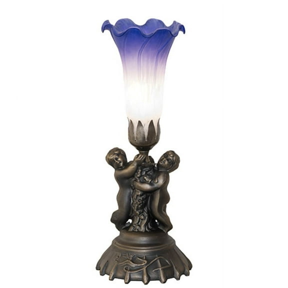 Meyda Tiffany 260438 Tiffany Pond Lily 13" Tall Buffet Table Lamp - Brass