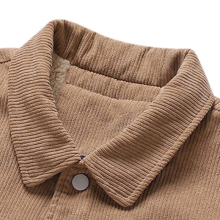 Zpanxa Men's Lamb Wool Corduroy Jacket Button Front Cardigan Lapel