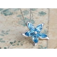 thumbnail image 4 of Aquamarine Blue Petals of a Delicate Floral on a Silver Tone Thin Chain Pendant, 4 of 4