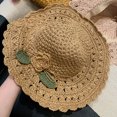 thumbnail image 3 of SikaFu Handmade Woven Flower Straw Hat For Women, Foldable Summer Beach Vacation Sun Hat, Large Brim Sun Hat, 3 of 6