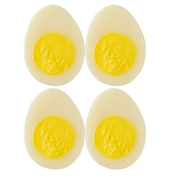 ColoMX 4 Uds. De huevos cocidos simulados, comida de imitación, alimentos de juguete, comida para el desayuno, modelo de huevo cocido Artificial