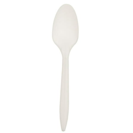 TSPPWP1000 Disposable Medium Weight PP Plastic Tea Spoons, White (Pack of 1000)