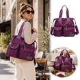 thumbnail image 2 of FSAGAE Multi-Pocket Travel Bag Nylon Tote Lightweight Handbag Purple Waterproof Large-Capacity Durable, 2 of 5