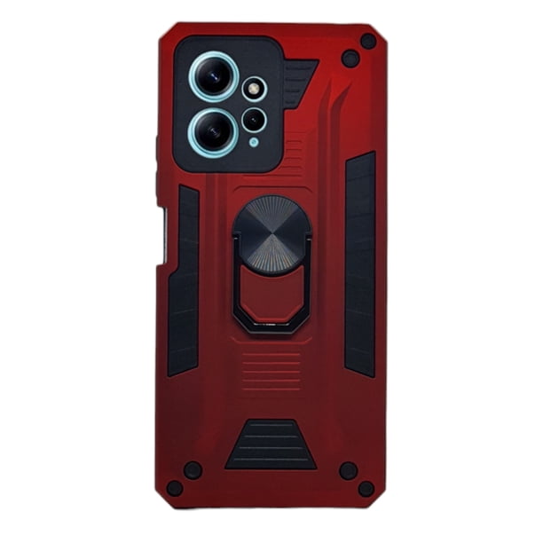 Funda Uso Rudo Con Anillo Magnético Para Xiaomi Note 12 RojoMás 2 Micas De Cristal