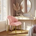 thumbnail image 4 of MYZBBD Vanity Chair, Velvet Accent Chair with Shell-Shaped Backrest, Modern Armchair with Gold Metal Legs for Dressing Room/Bedroom/Living Room, Pink, 4 of 8