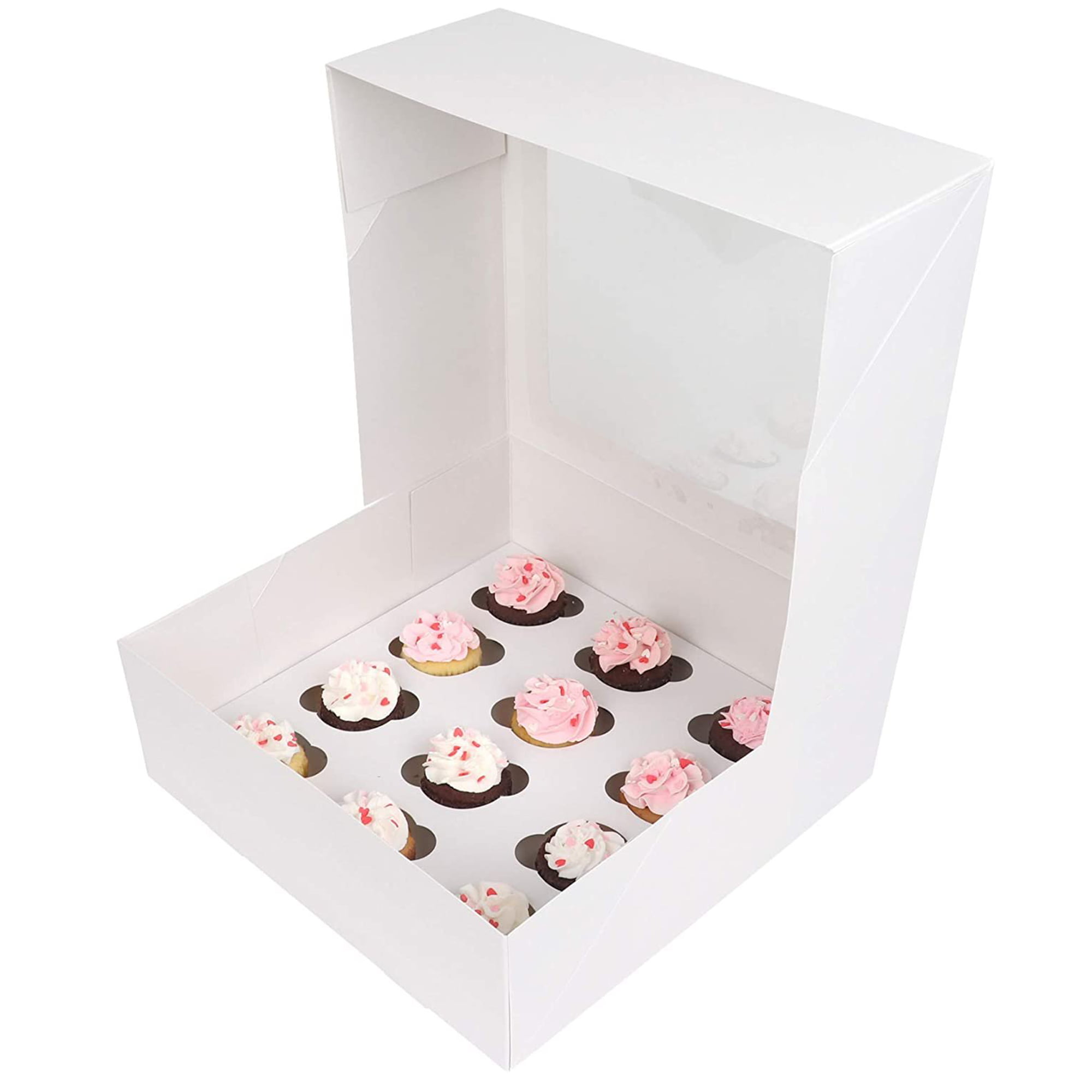 6 Cupcake box & insert with window x 25 bulk pack  muffin box FAST DELIVERY! 