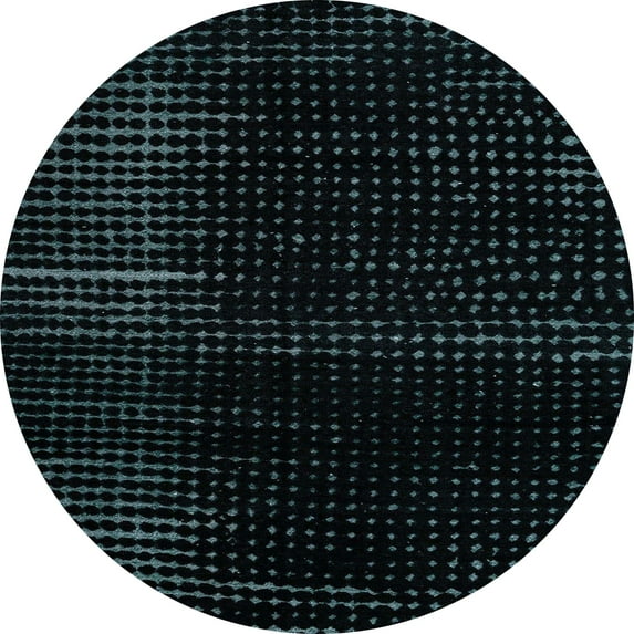 Ahgly Company Machine Washable Indoor Round Abstract Dark Slate Gray Green Area Rugs, 5' Round