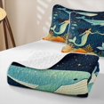 thumbnail image 4 of Manfei Dreamy Mermaid Whale Quilt King, Starry Sky Ocean King Coverlet Set, Navy Golden, 3pcs, 1 Bedspread and 2 Pillowcases, 4 of 7