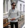 thumbnail image 5 of COOFANDY Men's Quarter Zip Pullover Sweater, Soft Knit Mock Neck Long Sleeve Casual Thermal Pullover, Lightweight Warm Half Zip Sweatshirt for Fall Winter Golf Hiking, 5 of 9