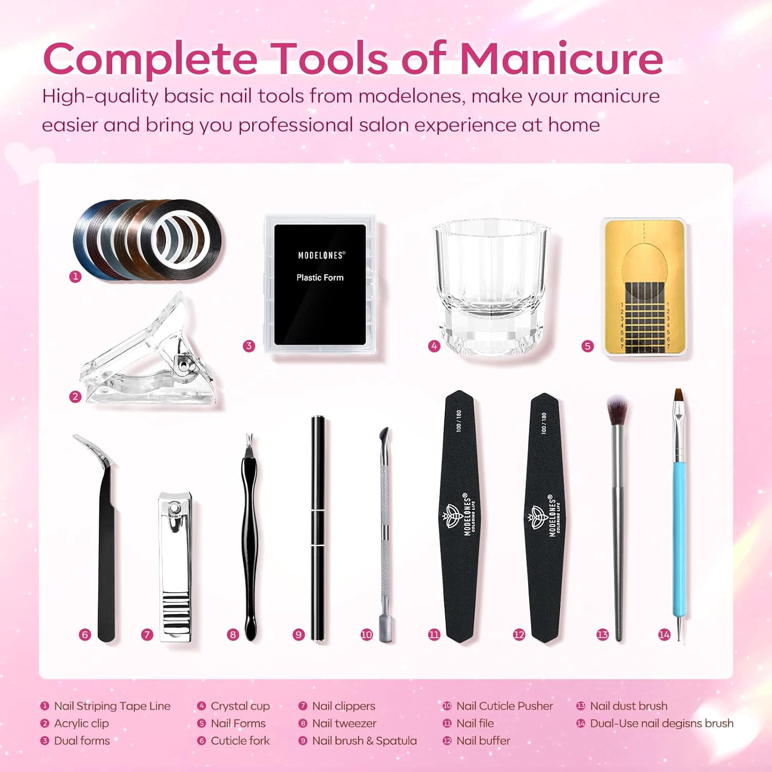 Modelones Poly Nail Gel Kit 8 Rosy Pink Colors with 48W LED Nail Lamp Poly Extension Gel Complete Nail Art Tools Professional Starter Manicure Kit Supplies Rhinestone GlittersBeauty Gift DIY at Home