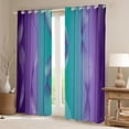 thumbnail image 2 of Gradient Teal and Purple Curtains & Drapes 2 Panels 52"Wx63"L,Silver Foil Print Wave Striped Curtains Ombre 30%-50% Blackout Curtains,Abstract Art Room Decor Aesthetic, 2 of 6