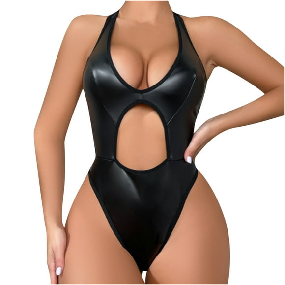No Show Underwear Women Sexy Women One-Piece Lingerie Temptation Hollow Out Underwear Sleepwear Bodysuit Leather Underwear Sexy Lingerie Set for Women No Show Underwear for Women