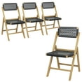 thumbnail image 1 of Costway 4 Piece Patio Folding Chairs with Woven Rope Seat & High Back Indonesia Teak Wood for Porch Natural&Black, 1 of 8