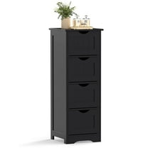 Costway 32.5'' Bathroom Floor Cabinet with Anti-tipping Device Freestanding Towel Cabinet Black