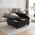 thumbnail image 5 of Kingfun 35.5" Large Square Ottoman Bench, Tufted Upholstered Coffee Table Ottoman with Storage, Oversized Ottomans Toy Box for Living Room Bedroom, Black, 5 of 13