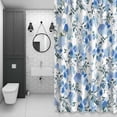 thumbnail image 4 of Blue Wildflowers Shower Curtain for Bathroom Decor, Spring Watercolor Blue Floral Leaf Plant Waterproof Fabric Shower Curtain, 48"x72" Set with 12 Hooks, 4 of 9