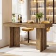 thumbnail image 5 of Finmind 55" Kitchen Island, Farmhouse Wooden Stationary Island Table with Large Worktop & Leg Room, for Meal Prep, Dining, Rustic Brown, 5 of 8