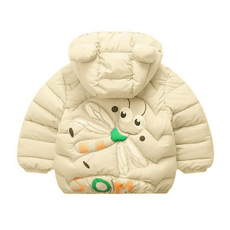 

TOWED22 Baby Winter Coat Kids Boys Windproof Coat Cartoon Dinosaur Zip Up Hooded Mesh Lined Jackets Toddler Baby Girl Hoody Outwear Yellow
