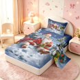 thumbnail image 2 of Manfei Festive Santa Claus Twin Sheets,Christmas Tree Snowman Bedding,Blue Red,3-Piece,1 Flat Sheet,1 Fitted Sheet and 1 Pillowcase, 2 of 6
