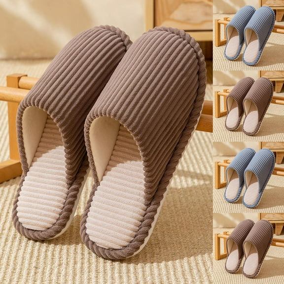 Lenago Fuzzy Slippers for Women Cozy Quilted Comfortable Soft Foam Faux Fur House Shoes Slip On Slippers Anti-slide Winter Footwear for Cold Weather