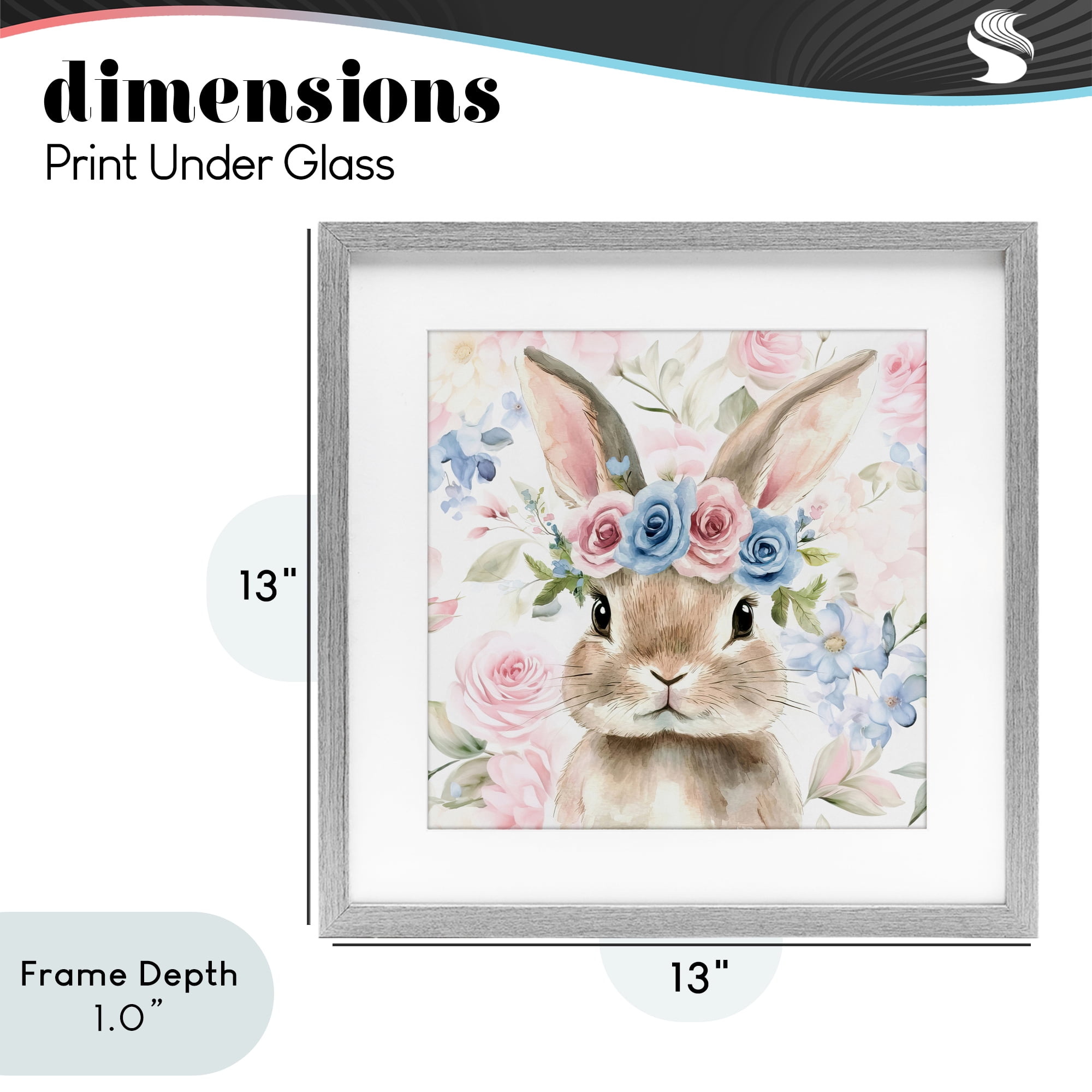 Stupell Industries Flower Power Bunny Gray Framed Print Under Glass, design by Tina LeCour
