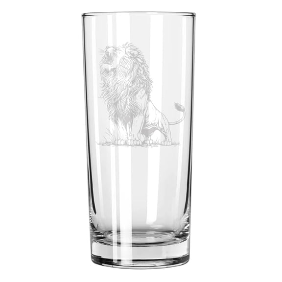 15 oz Tall Beverage Drinking Glass Highball Tumbler Gift Lion Roaring