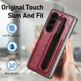 thumbnail image 6 of Allytech Galaxy Z Fold5 Case with S Pen Holder, Samsung Z Fold5 Cover, Premium PU Leather Retro Business Type Cover Anti-Scratch Drop Protection Phone Case for Samsung Galaxy Z Fold 5 - Red, 6 of 9
