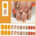 thumbnail image 2 of 24Pcs Press on Nails Tips Glittering Flower Short Square Form Artificial Fingernails With Radiance Coating, 2 of 8