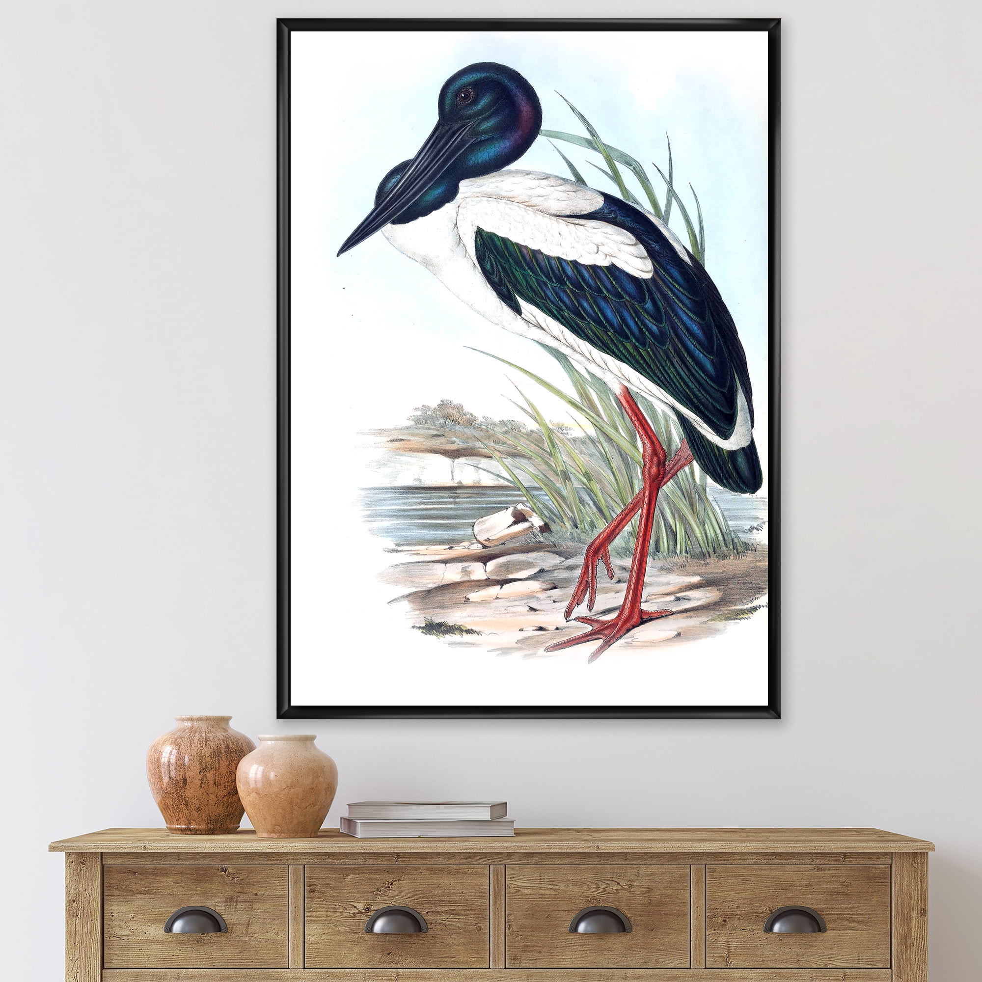 Designart 'Australian Vintage Birds I' Traditional Framed Canvas Wall Art Print