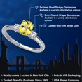 thumbnail image 2 of Gem Stone King 14K White Gold Canary Mystic Topaz and White Created Sapphire Engagement Ring for Women | 1.06 Cttw | Oval 7X5MM | Gemstone November Birthstone | Size 6, 2 of 6