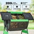 thumbnail image 4 of Outsunny Compost Bin Outdoor, 53 Gal Dual Chamber Tumbling Compost, Green, 4 of 10
