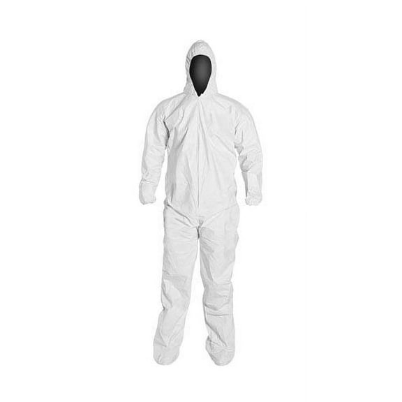 PureGard  Zipper Front Disposable Coverall with Hood and Boots, 17122L, Large, 45 GSM Polyethylene Film Over SpunBonded Polypropylene (Case of 25)