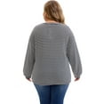 thumbnail image 4 of DARING DIVA Women's Plus Striped Crew Neck Long Sleeve Blouse 2X Black, 4 of 4