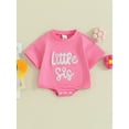 thumbnail image 2 of FEORJGP Toddler Boy Girls Summer Daily Clothes Newborn Baby 0-2Y Crew Neck Romper Letter Print Short Sleeve Jumpsuit Casual Cute Daily Set, 2 of 9