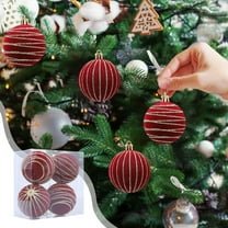 Steadline Christmas Tree Decorations Set of 4 - Flocked Hanging Ornaments - Festive Holiday Party Accents - Indoor Outdoor Seasonal Decor - Lightweight Durable Design - Merry Christmas Theme