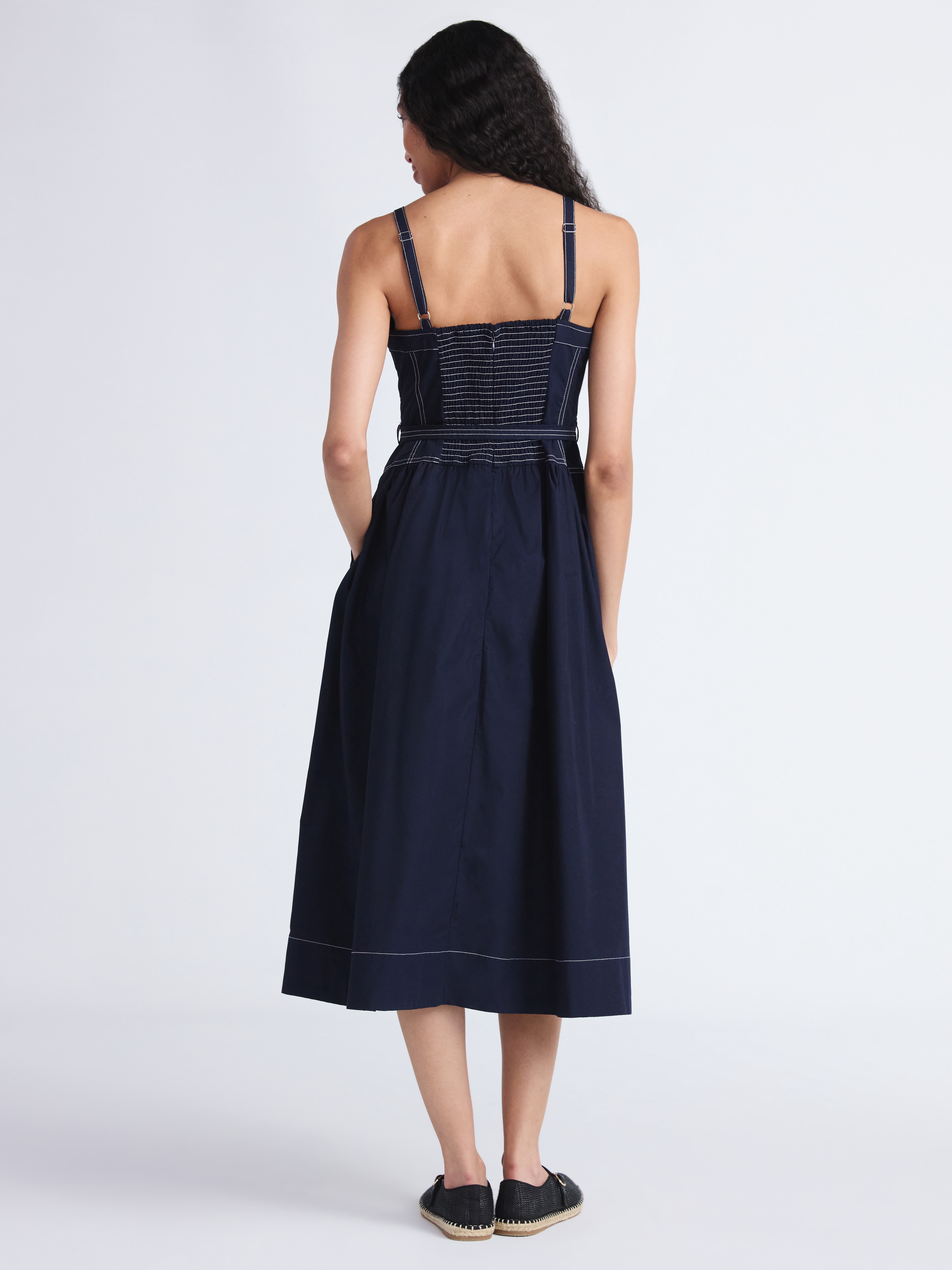 Free Assembly Women's and Women's Plus Sweetheart Belted Cotton Utility Midi Dress, Sizes XS-4X