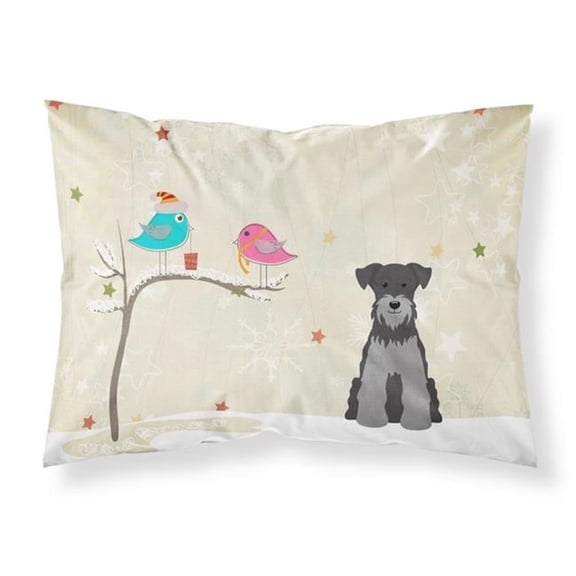 Christmas Presents Between Friends Miniature Schanuzer Black Silver Fabric Standard Pillowcase, 20.5 x 0.25 x 30 in.