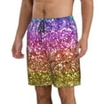 thumbnail image 2 of Kdxio Glitter Rainbow Pattern Mens Casual Shorts - Drawstring Summer Beach Sports Shorts for Men, 2 of 9
