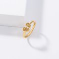 thumbnail image 5 of Adjustable Brass Gold-Plated Couple Rings with Love Heart Micro-Set Design, European Style, Copper Zircon Material, 5 of 6