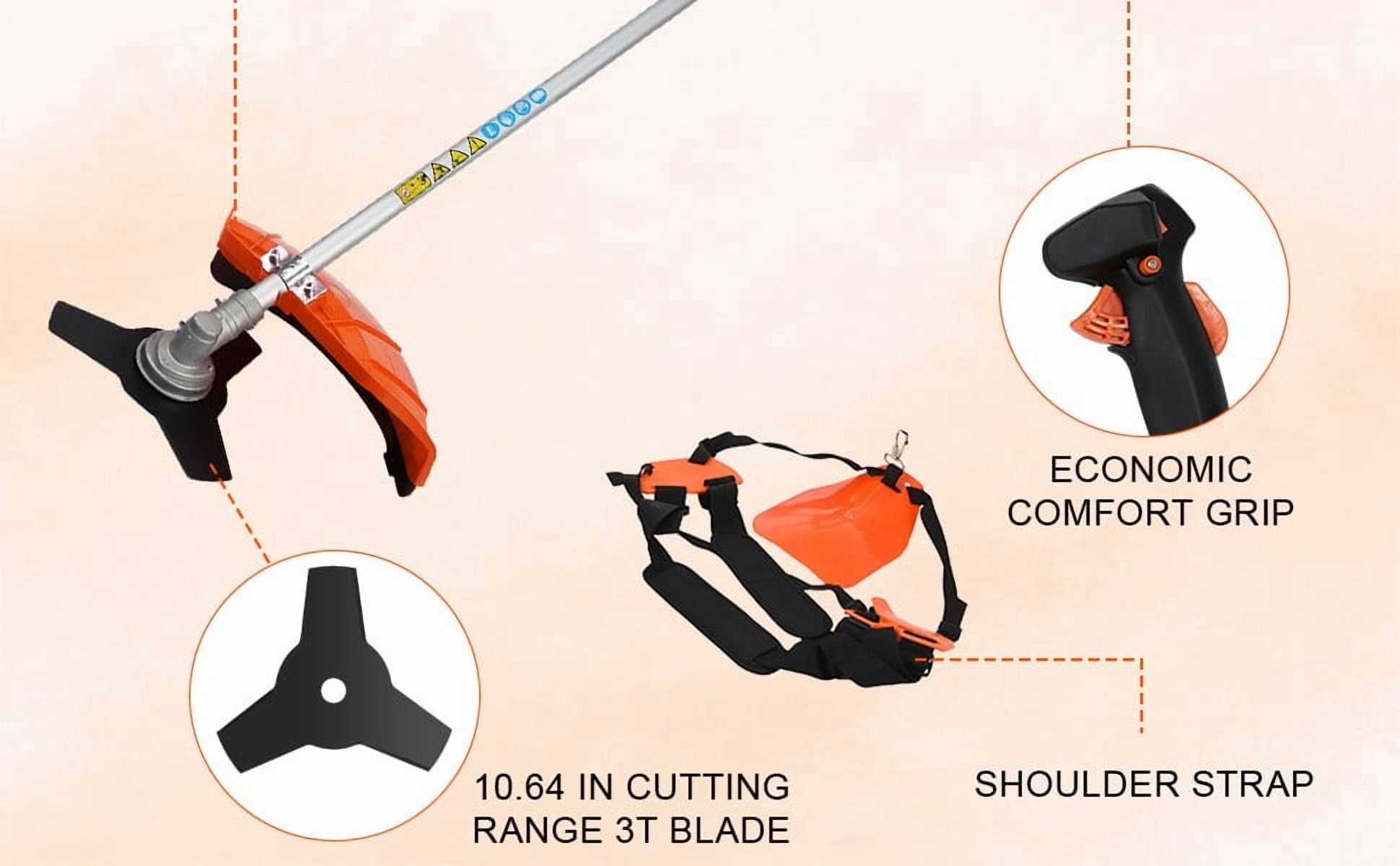 Gas String Trimmer | 2 in 1 Cordless String Trimmer | 52cc 2-Stroke Weed Wacker Gas Powered | Weed Eater| Gas Weed Eater | Grass Trimmer | 10'' Brush Cutter & Shoulder Strap Included