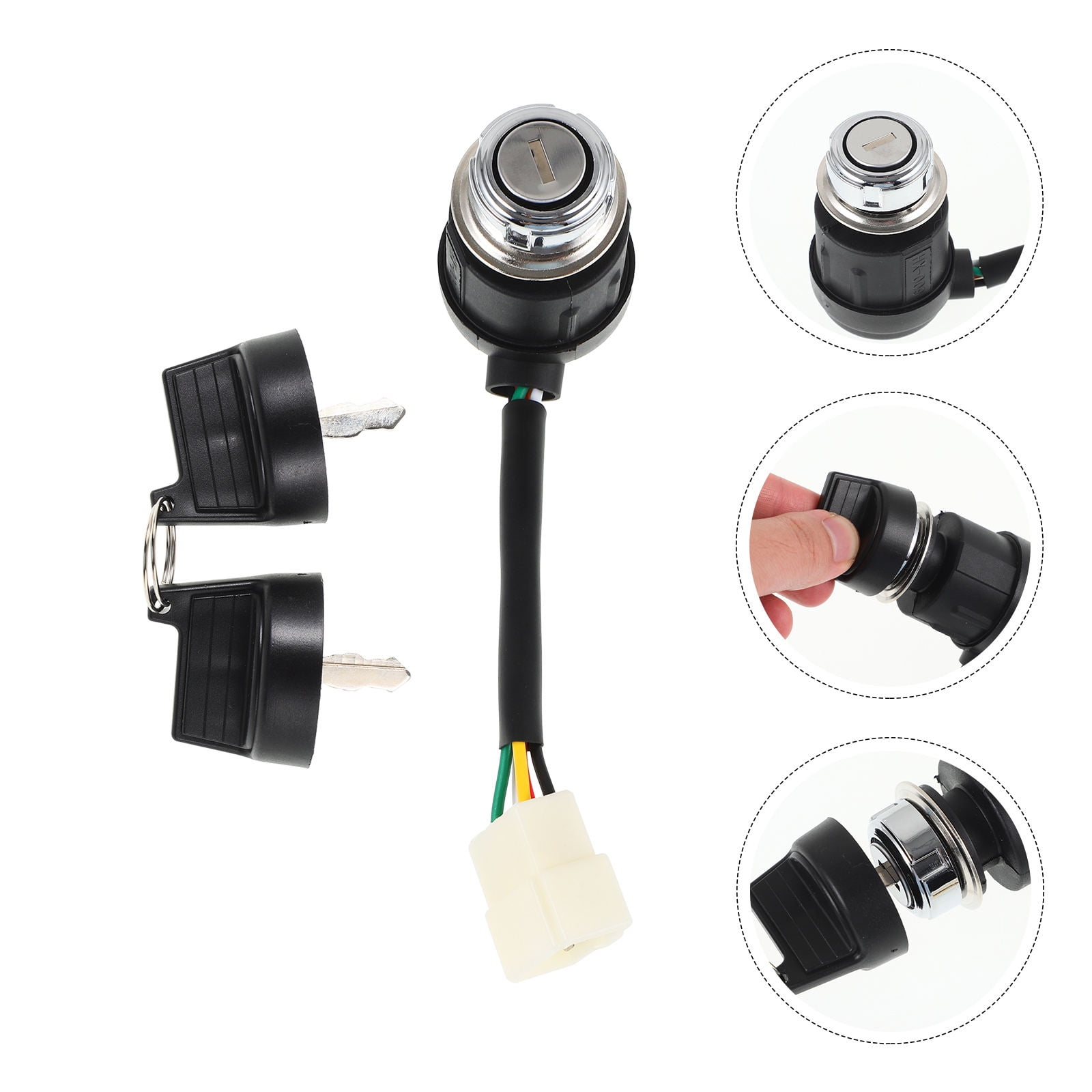 GETAJGHSD Black Car Ignition Switch with Key Reliable Vehicle Starter Switch Automotive Use